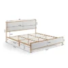 Classic Upholstered Platform Bed With Metal Frame And Solid Wood Ribs, Light Gray-ModernLuxe