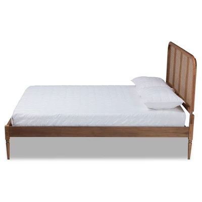 Queen Elston Wood And Synthetic Rattan Platform Bed - Baxton Studio 3 Queen Elston Wood And Synthetic Rattan Platform Bed - Baxton Studio