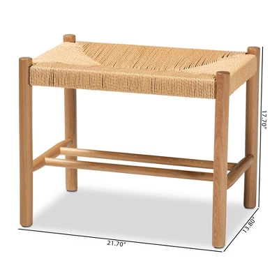 Saura Wood Hemp Accent Bench Oak Brown - Baxton Studio 11 Saura Wood Hemp Accent Bench Oak Brown - Baxton Studio - Image 9