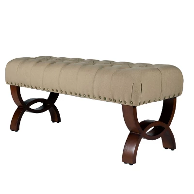 Carolina Tufted Bench With Nailhead Trim Cream - HomePop 6 Carolina Tufted Bench With Nailhead Trim Cream - HomePop - Image 4