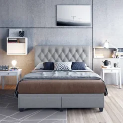 Full Henley Linen Tufted Upholstered Platform Bed With Storage Drawers Gray - Eco Dream 13 Full Henley Linen Tufted Upholstered Platform Bed With Storage Drawers Gray - Eco Dream -Nexera Furniture Store GUEST 6fea07d1 7df5 4492 8c65 73081374ad2c