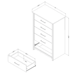 South Shore Chest White Pine: 5-Drawer Storage, Modern Farmhouse Style, Metal Handles, Laminate Surface -Nexera Furniture Store GUEST 702d1d85 b969 4499 9501 657cd1f3864c