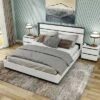 3pc Queen Pape Modern Bed With 2 Nightstands White/Metallic Gray - MiBasics: Contemporary Furniture Set 2 3pc Queen Pape Modern Bed With 2 Nightstands White/Metallic Gray - MiBasics: Contemporary Furniture Set -Nexera Furniture Store GUEST 70405d58 d977 4893 b8b1 974deef14c28