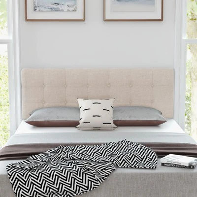 Infans Full/Queen Size Headboard Linen Fabric Upholstered Button Tufted Solid Wood Leg 6 Infans Full/Queen Size Headboard Linen Fabric Upholstered Button Tufted Solid Wood Leg - Image 4