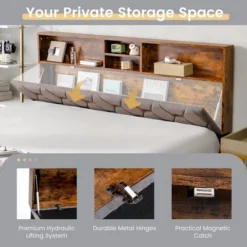 Costway Bed Frame Upholstered Platform Mattress Foundation With Storage Headboard -Nexera Furniture Store GUEST 7439008d c9d4 40d9 a3a0 558400b40f0b