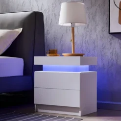 KTMBDW Nightstand With LED Lights, Modern Night Stand, Bedside Table With 2 Drawers, End Side Table For Bedroom, Living Room -Nexera Furniture Store GUEST 743ff1ab 42c0 47d4 9333 10ff49ccc1b1