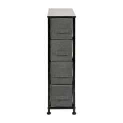 Emma And Oliver 4 Drawer Vertical Slim Storage Dresser-Wood Top & Fabric Pull Drawers -Nexera Furniture Store GUEST 755df43a c498 4c39 929b 71d63a3d2254