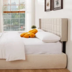 Linen Upholstered Headboard, Tufted Nailhead & Double Wingback, 6 Adjustable Position -Nexera Furniture Store GUEST 75922711 1519 4667 87e8 fea3ff6528cb