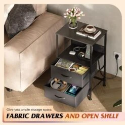 GALAXHERO Night Stand Set Of 2,Small End Tables With Charger Station Nightstand With 2 Fabric Drawers & Storage Shelf, LED Bedside Table For Bedroom -Nexera Furniture Store GUEST 75a25e18 bf09 44d3 bded b1b10d6af4a2