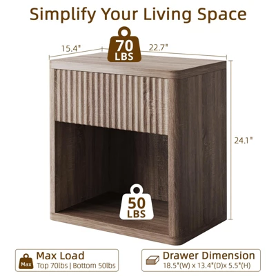 GustoWave Wooden Night Stand Set Of 2, Large Modern Farmhouse Wood Nightstands With Fluted Drawers, Bedside End Tables Storage Side Tables 3 GustoWave Wooden Night Stand Set Of 2, Large Modern Farmhouse Wood Nightstands With Fluted Drawers, Bedside End Tables Storage Side Tables