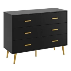 Whizmax White 6 Drawer Dresser With Storage Space, Modern Wooden Dresser With Gold Handles, Chest Dresser With Deep Drawers For Bedroom, Living Room -Nexera Furniture Store GUEST 77fb1f55 db0b 45f7 b354 4783d28f8c7e