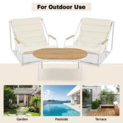 VASIP Set Of 3 Outdoor Chaise Lounge Set - Pool Lounge Chairs With Acacia Side Table For Patio, Lawn, Deck And Beach (Beige White) 18 VASIP Set Of 3 Outdoor Chaise Lounge Set - Pool Lounge Chairs With Acacia Side Table For Patio, Lawn, Deck And Beach (Beige White) -Nexera Furniture Store GUEST 7834b073 4af3 4bbb 88f6 549cd311b52c