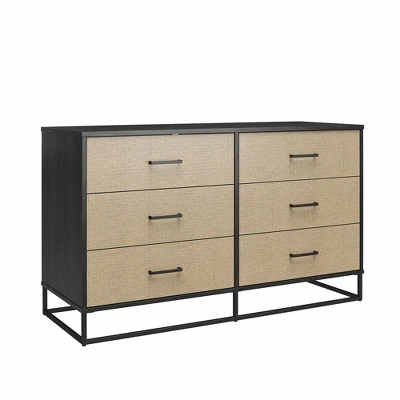 Kelly 6 Drawer Dresser Faux Rattan/Black Oak - Novogratz 9 Kelly 6 Drawer Dresser Faux Rattan/Black Oak - Novogratz - Image 7