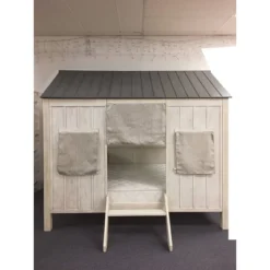 84" Full Bed Spring Cottage Bed Weathered White Washed Gray - Acme Furniture: Canvas Upholstery, Chrome Frame, Adjustable Size -Nexera Furniture Store GUEST 7c40e4a0 777d 4592 9873 6c22ff4f7ad6