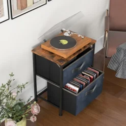 Costway Nightstand End Side Table Dresser With 2 Pull-out Fabric Drawers For Bedroom -Nexera Furniture Store GUEST 7da92eec e53a 4925 8118 3fc489c5abd9