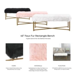 Faux Fur Rectangle Bench White - HomePop -Nexera Furniture Store GUEST 7daf0164 ce5e 4466 a2a1 b8a6b9eb7f8b