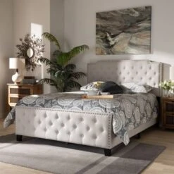 Marion Fabric Upholstered Button Tufted Panel Bed - Baxton Studio -Nexera Furniture Store GUEST 80603173 fae8 4b3e bb63 646383e71973