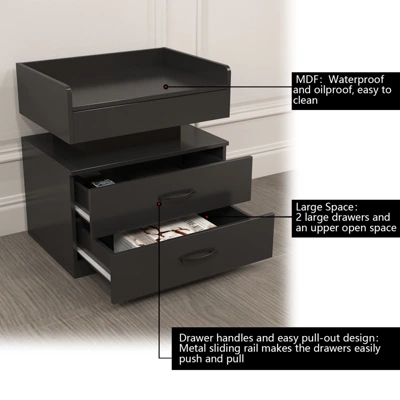 Kumasinova LED Nightstand With Adjustable Light Strip,Modern Night Stand With Drawers,End Table With Large Storage Space,Side Table For Bedroom 6 Kumasinova LED Nightstand With Adjustable Light Strip,Modern Night Stand With Drawers,End Table With Large Storage Space,Side Table For Bedroom - Image 4
