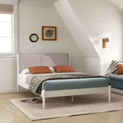 Roundhill Furniture Feeney 2-Piece Bedroom Set, Platform Bed With Nightstand, Cream White, Queen -Nexera Furniture Store GUEST 817d78ee b324 47a2 bae5 fa0759cd338f