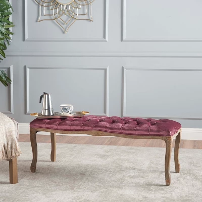 Tassia New Velvet Tufted Bench - Blush - Christopher Knight Home 3 Tassia New Velvet Tufted Bench - Blush - Christopher Knight Home