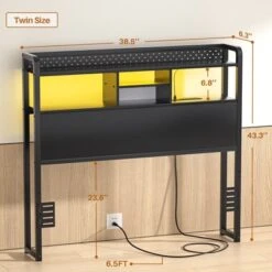 Aheaplus Storage Headboard With Led Lights & Charging Station -Nexera Furniture Store GUEST 82931660 a00e 409e 87da 0a5479c3a084