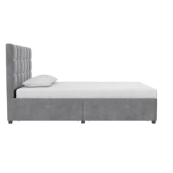 Serena Upholstered Bed With Drawers Light Gray Velvet - Cosmoliving By Cosmopolitan -Nexera Furniture Store GUEST 839e7763 8592 44fd a6e7 0d4822d2bd87
