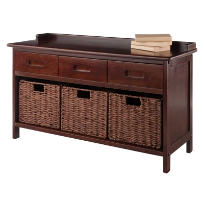 4pc Adriana Storage Bench With Baskets Walnut - Winsome 14 4pc Adriana Storage Bench With Baskets Walnut - Winsome - Image 12