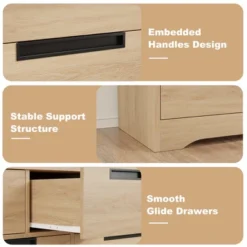 5 Drawer Dresser For Bedroom, Natural Nightstand Chest Of Drawers With Built-in Handles, Wooden Nightstand For Living Room Nursery, Hallway, Entryway -Nexera Furniture Store GUEST 846c08ff e8c4 4f80 84fa da6902c348aa