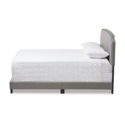 Odette Modern And Contemporary Fabric Upholstered Bed - Light Gray - Baxton Studio