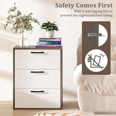 Costway 3 Drawer Dresser Chest Of Drawer Storage Cabinet With Wide Storage Space Organizer 10 Costway 3 Drawer Dresser Chest Of Drawer Storage Cabinet With Wide Storage Space Organizer - Image 8