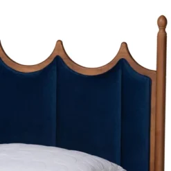 Baxton Studio Queen Calgary Velvet Fabric And Wood Platform Bed Royal Blue/Walnut Brown -Nexera Furniture Store GUEST 8713a03c 5dfc 414d ac22 5138df2b2080