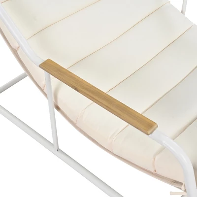 VASIP Set Of 3 Outdoor Chaise Lounge Set - Pool Lounge Chairs With Acacia Side Table For Patio, Lawn, Deck And Beach (Beige White) 12 VASIP Set Of 3 Outdoor Chaise Lounge Set - Pool Lounge Chairs With Acacia Side Table For Patio, Lawn, Deck And Beach (Beige White) - Image 10