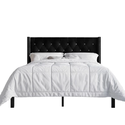 ChaletPosh Velvet Upholstered Bed With 2 Nightstands 5 ChaletPosh Velvet Upholstered Bed With 2 Nightstands - Image 3