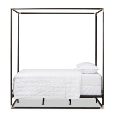 Queen Eva Vintage Industrial Finished Metal Canopy Bed Black - Baxton Studio 3 Queen Eva Vintage Industrial Finished Metal Canopy Bed Black - Baxton Studio