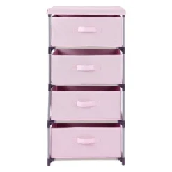Juvale Fabric Drawer Dresser Storage Organizer Chest Tower With 4 Clothes Drawers Bins For Bedroom, Nursery, Closet, Pink 16.5x13 In -Nexera Furniture Store GUEST 88908523 1219 4364 bc00 e909528f449d