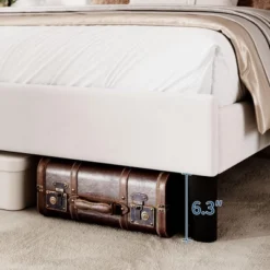 Bed Frame With Vertical Channel Tufted Wingback Headboard, Upholstered Platform Bed Frame With Strong Wooden Slats Support -Nexera Furniture Store GUEST 89395aab 0e66 4daf afdb 9f00bc0e9732