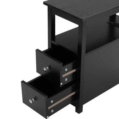 Resenkos End Table With Charging Station, Narrow Sofa Side Table, Wooden Nightstand, Bedroom Living Room Furniture, Black, Small Night Stands 10 Resenkos End Table With Charging Station, Narrow Sofa Side Table, Wooden Nightstand, Bedroom Living Room Furniture, Black, Small Night Stands - Image 8