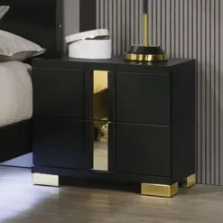 Sapphtopaz Contemporary Nightstand With 2 Drawers Unique Handle Bedside Table With Metal Legs & Acrylic Trim Night Stand For Bedroom,Living Room -Nexera Furniture Store GUEST 8aa04851 8792 4df4 a039 a28a888eed5f