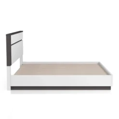 3pc Queen Pape Modern Bed With 2 Nightstands White/Metallic Gray - MiBasics: Contemporary Furniture Set -Nexera Furniture Store GUEST 8aff357d fae5 419b b690 02f9e15d0d9a