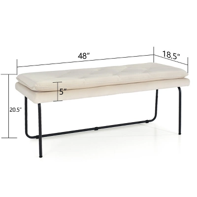 Nano 48" Upholstered Modern Double Layered Cushion Bedroom Bench - The Pop Maison 5 Nano 48" Upholstered Modern Double Layered Cushion Bedroom Bench - The Pop Maison - Image 3