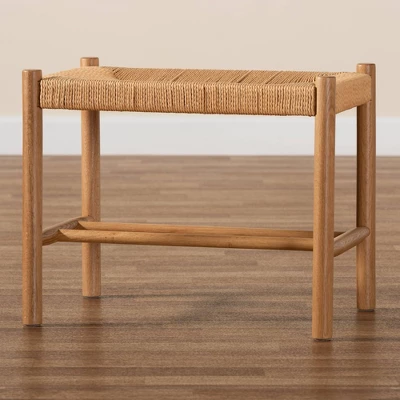 Saura Wood Hemp Accent Bench Oak Brown - Baxton Studio 10 Saura Wood Hemp Accent Bench Oak Brown - Baxton Studio - Image 8