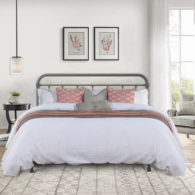 King Kirkland Metal Headboard With Frame Aged Pewter - Hillsdale Furniture 3 King Kirkland Metal Headboard With Frame Aged Pewter - Hillsdale Furniture