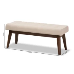 Elia Mid Century Modern Walnut Wood Fabric Button Tufted Bench - Baxton Studio -Nexera Furniture Store GUEST 8fb445ab f91c 4234 93f4 d9fa26c6101a