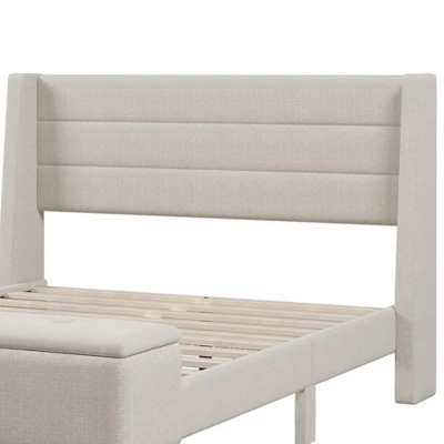 Queen Size Upholstered Wood Storage Platform Bed Frame With Storage Ottoman Bench-ModernLuxe 9 Queen Size Upholstered Wood Storage Platform Bed Frame With Storage Ottoman Bench-ModernLuxe - Image 7