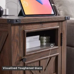 Nightstand With Charging Station, 18" Farmhouse Night Stand With Adjustable Shelf, Wooden Rustic End Table Side Table -Nexera Furniture Store GUEST 907355e4 da9b 4186 80bd 56693388848b