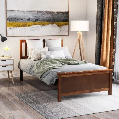Twin Size Wood Platform Bed With Headboard, Footboard And Wood Slat Support-ModernLuxe 8 Twin Size Wood Platform Bed With Headboard, Footboard And Wood Slat Support-ModernLuxe - Image 6