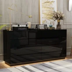 FUFU&GAGA High Gloss Dresser With Light Chest 8 Drawers And Tabletop -Nexera Furniture Store GUEST 91b719c8 15b8 4004 b235 ead92c4fb972