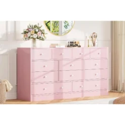 12-Drawer Dresser For Bedroom, 61" Wooden Chest With Built-In Power Outlet, Large Storage Organizer For Clothes, Living Room, Hallway, Or Office -Nexera Furniture Store GUEST 91d316a2 7c98 4085 8477 6ee8bd57eb5b