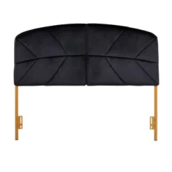 Queen Lindsey Velvet Upholstered Headboard Black/Gold - Lumisource: Plush Padded, Chic Tufting, Steel Frame, Spot Clean -Nexera Furniture Store GUEST 91da00b4 2abb 4be4 8a56 bdf923521ccd