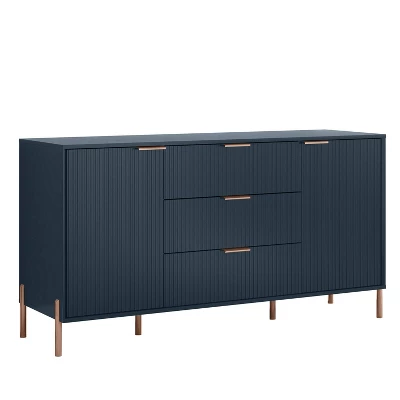 Festivo 3pc Modern Elegance 2 Drawer Nightstands And 3 Drawer Dresser Set Navy 6 Festivo 3pc Modern Elegance 2 Drawer Nightstands And 3 Drawer Dresser Set Navy - Image 4